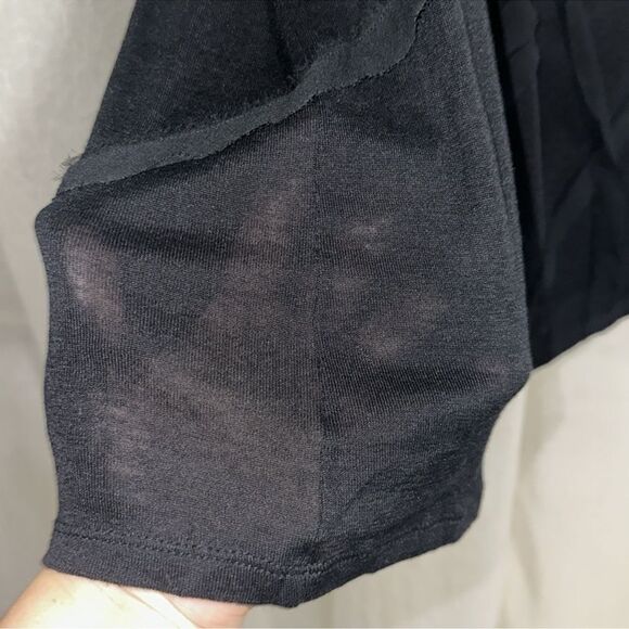 Eileen Fisher L Black Ribbon Detail Fine Knit Soft Relaxed Fit Tank Top - Picture 7 of 11